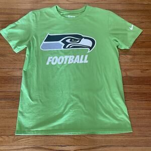 Nike NFL Seahawk Football T-Shirt Sz Medium Athletic Cut Green - read